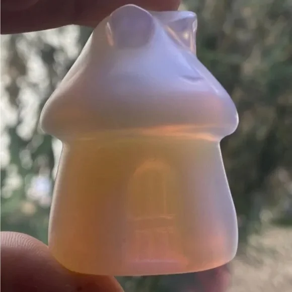 Pink Opalite Cottagecore Carved Mushroom House for Self Love 2 inches - Picture 4 of 4